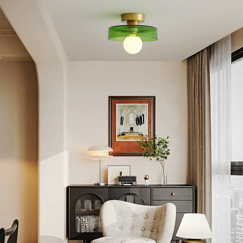 Bauhaus Ceiling Light in Glass & Brass – Stylish Modern Ceiling Lamp for Living Room